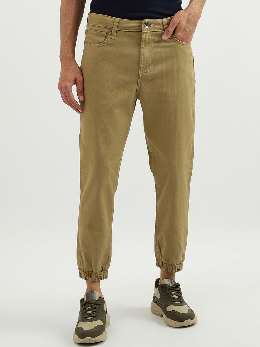 united colors of benetton men olive green joggers trousers