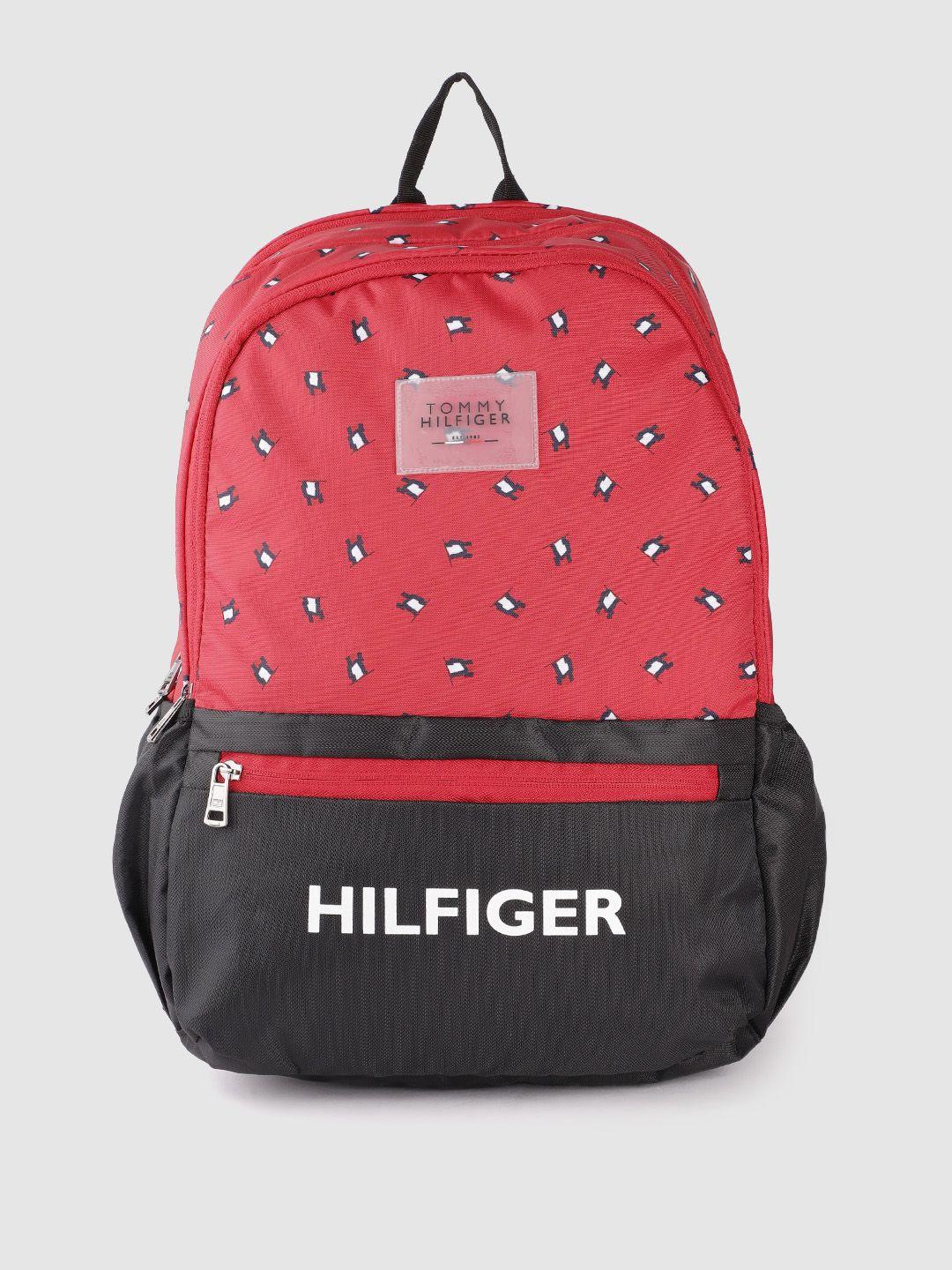 tommy hilfiger unisex red & black applique backpack