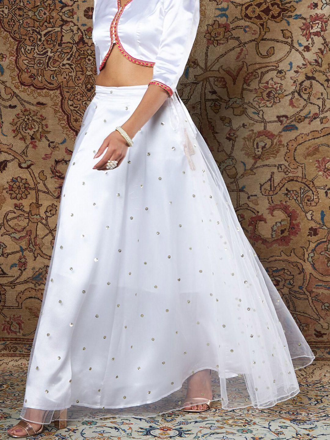 shae by sassafras women white sequinned anarkali skirt