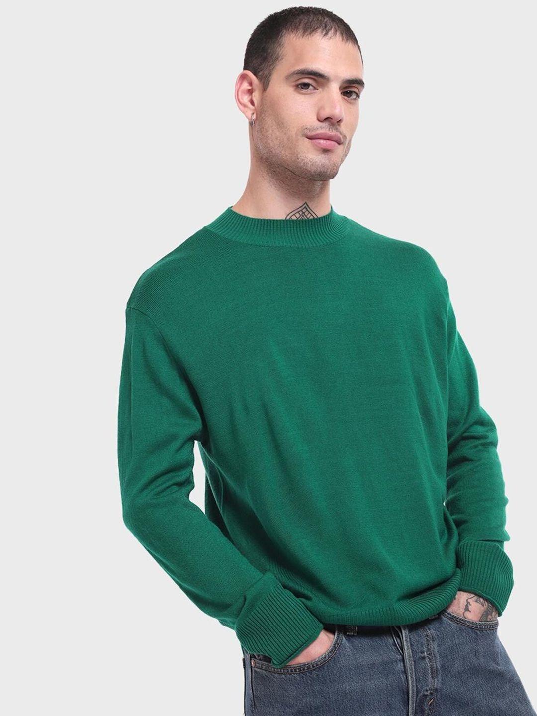 bewakoof men green acrylic pullover sweater