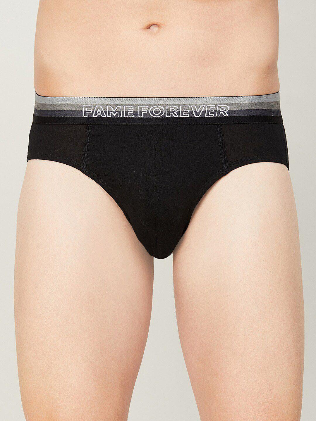 fame forever by lifestyle men black solid cotton basic briefs