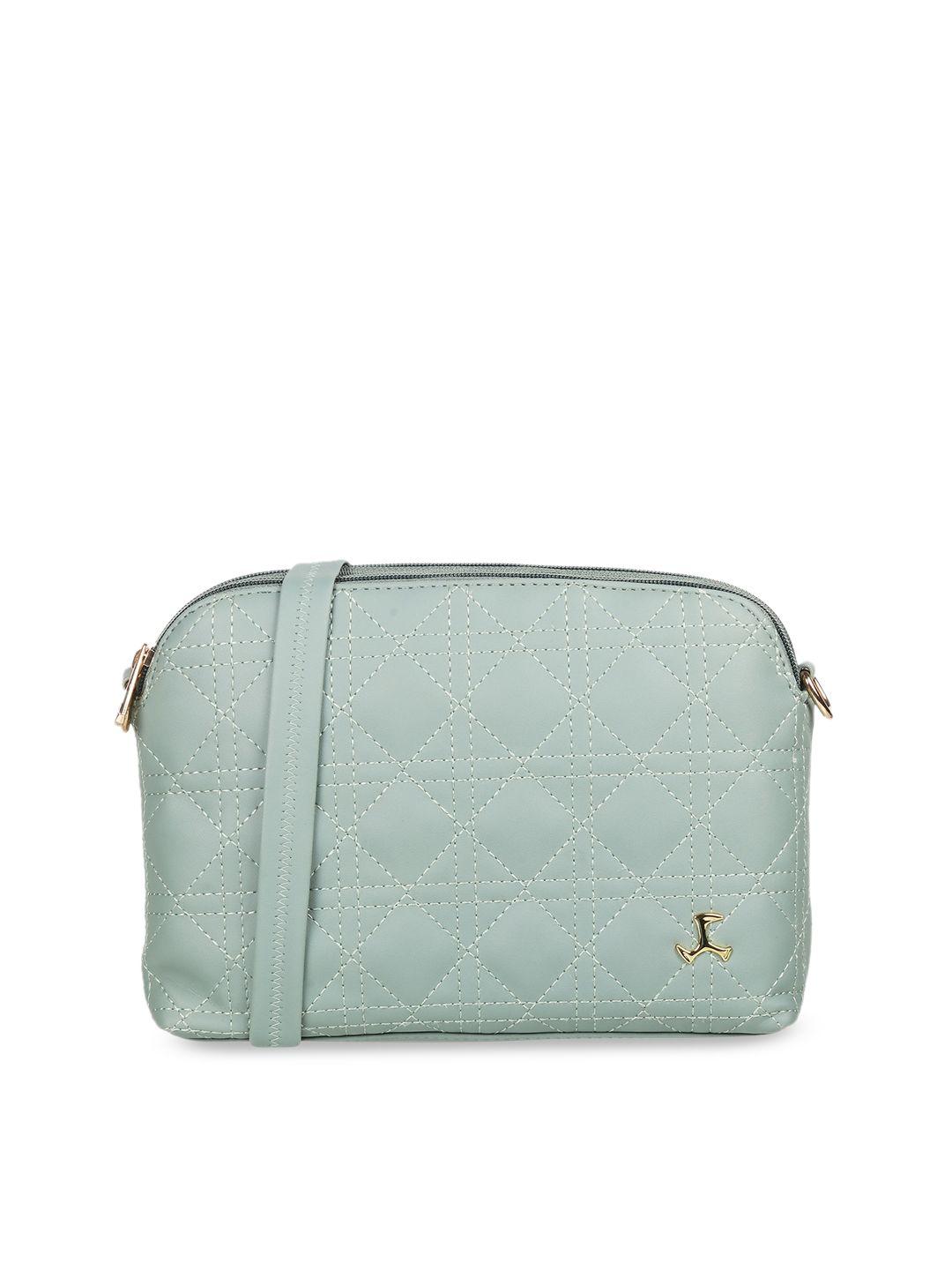 mochi sea green structured sling bag with quilted