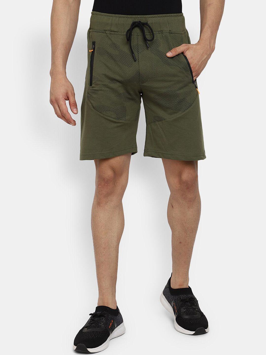 v-mart men olive green outdoor cotton sports shorts