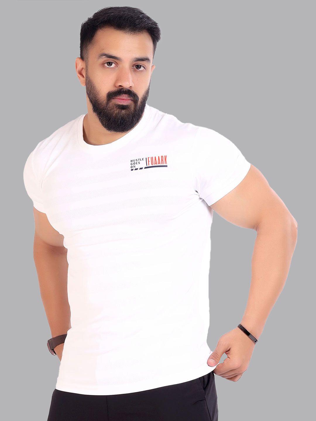 fuaark men white solid anti odour slim fit t-shirt