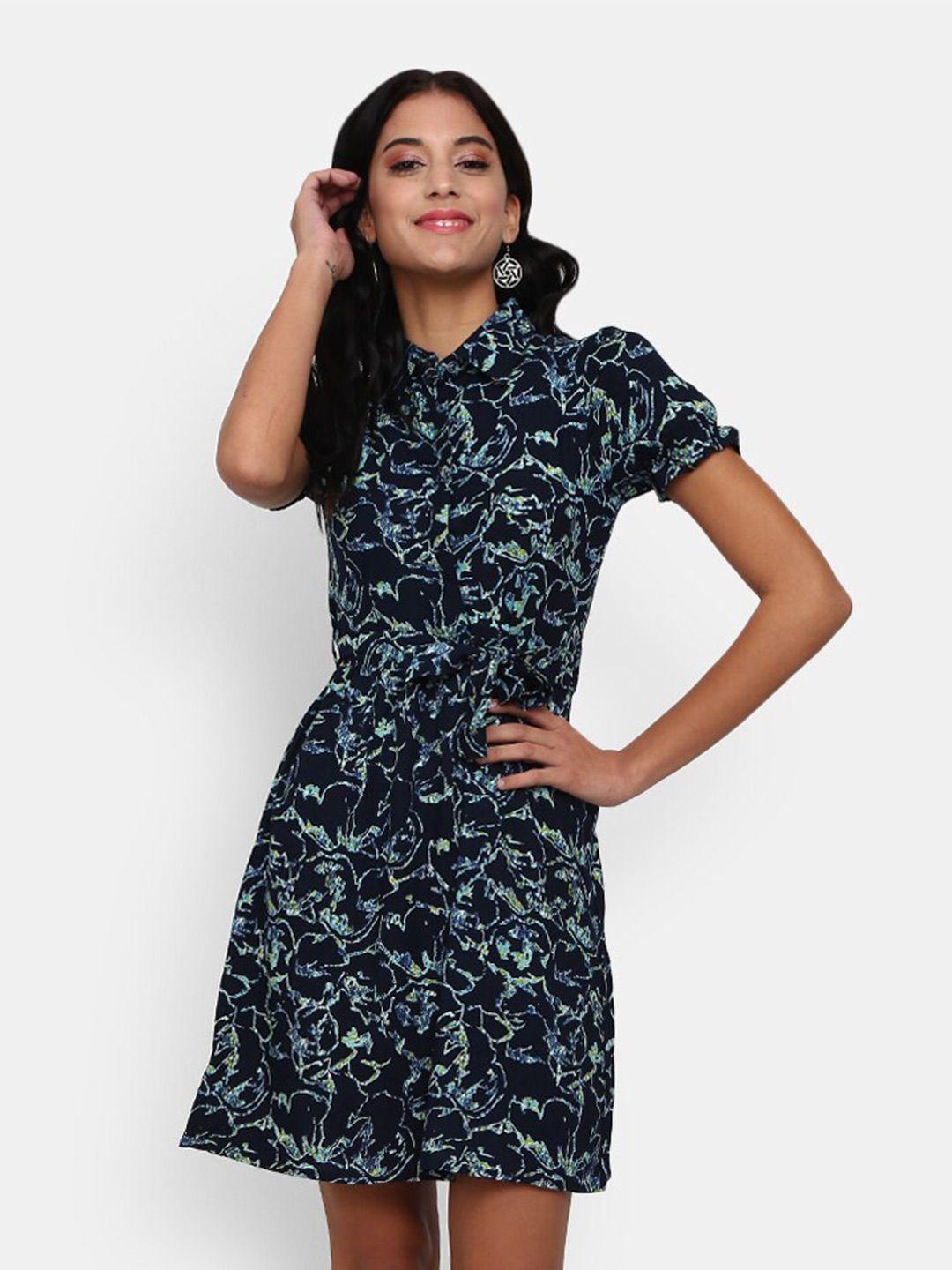 v-mart navy blue cotton shirt dress