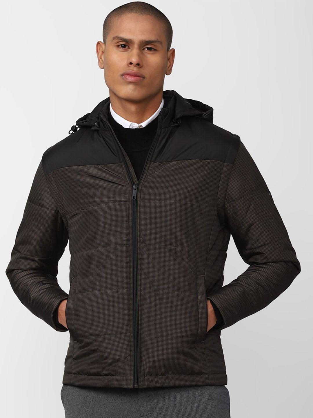 van heusen sport men black brown colourblocked puffer jacket