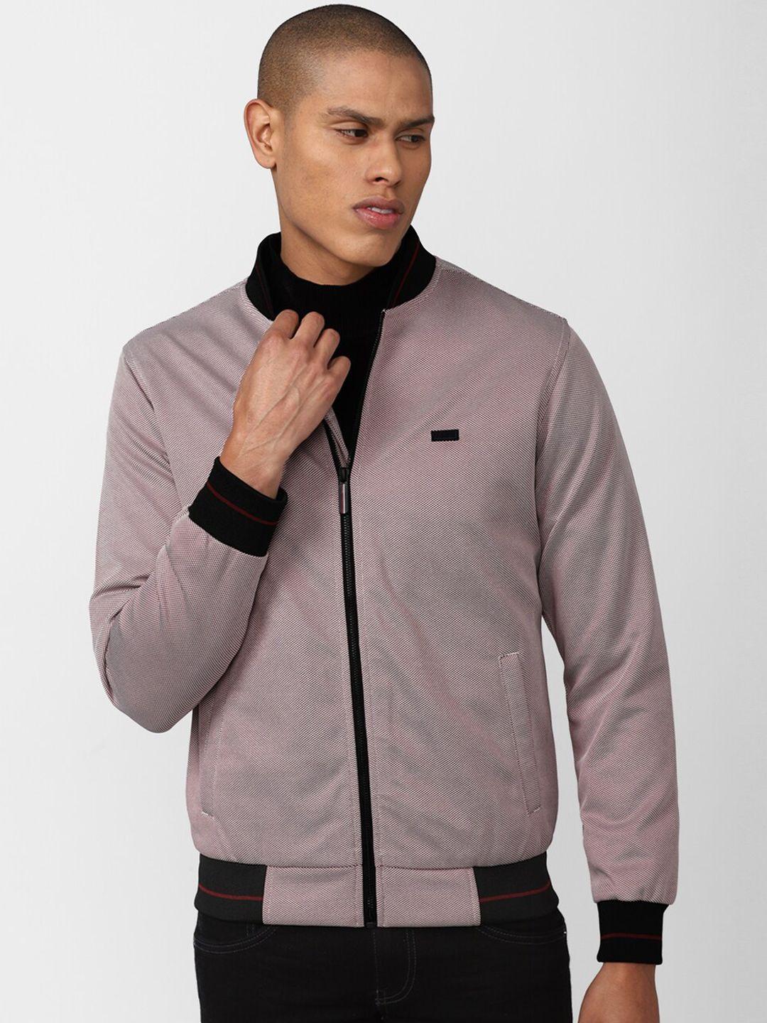 van heusen sport men pink & black solid bomber jacket