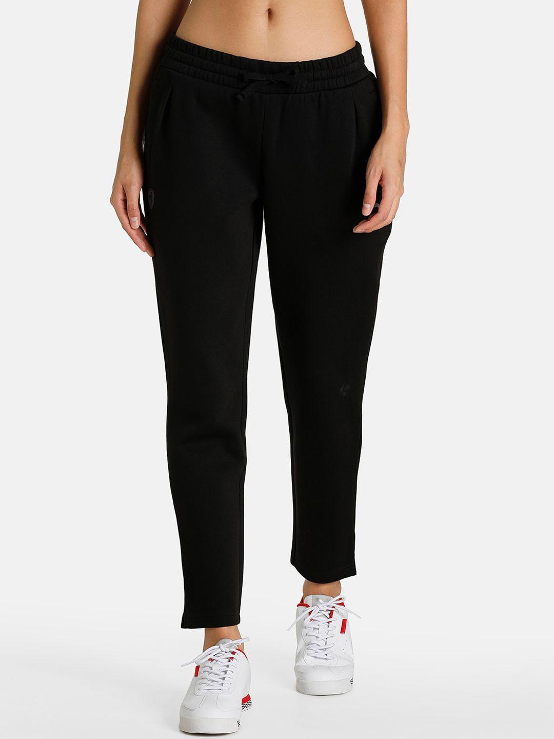 puma motorsport women black solid cotton track pant