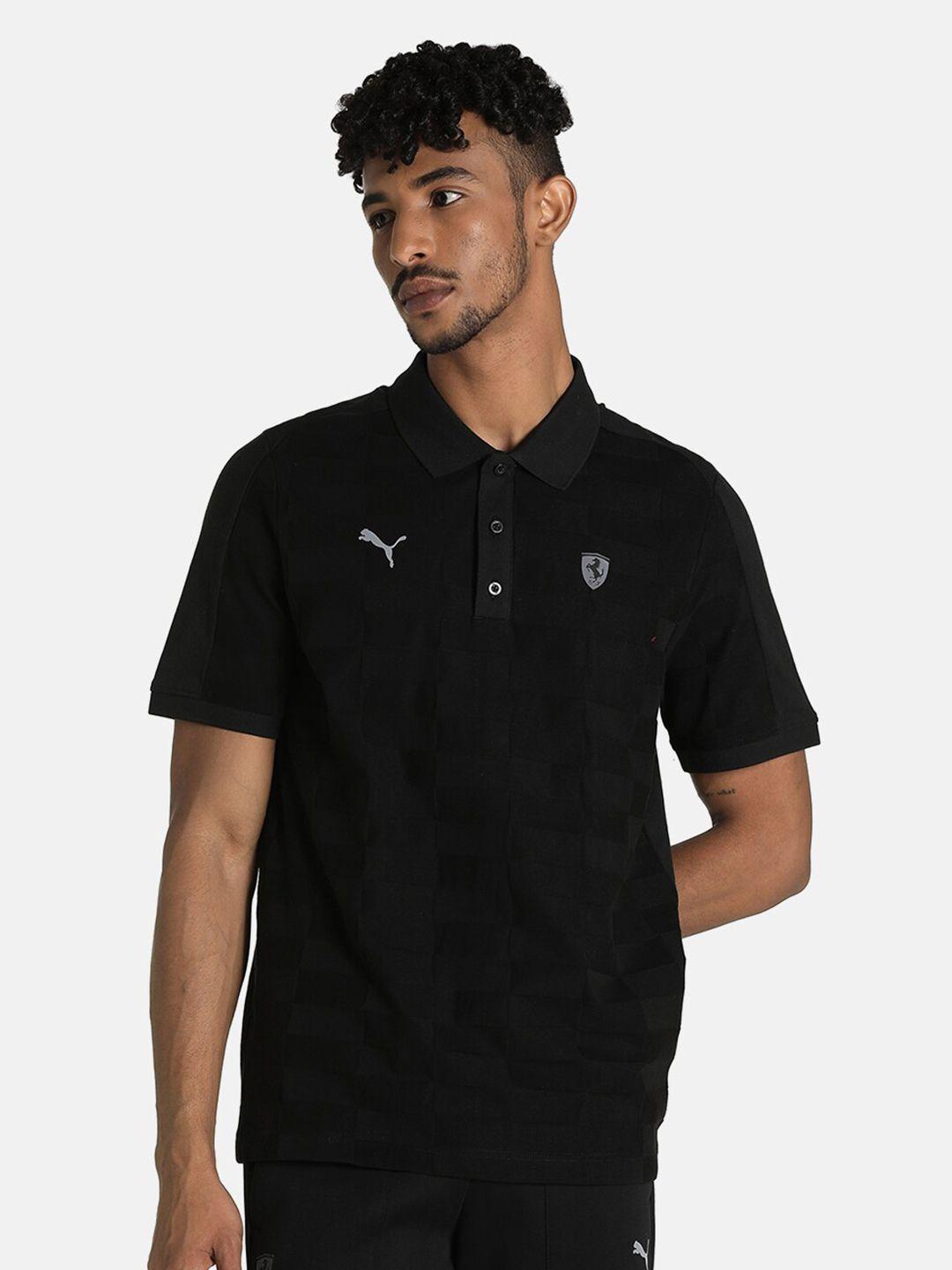 puma motorsport men black ferrari jacquard style polo t-shirt