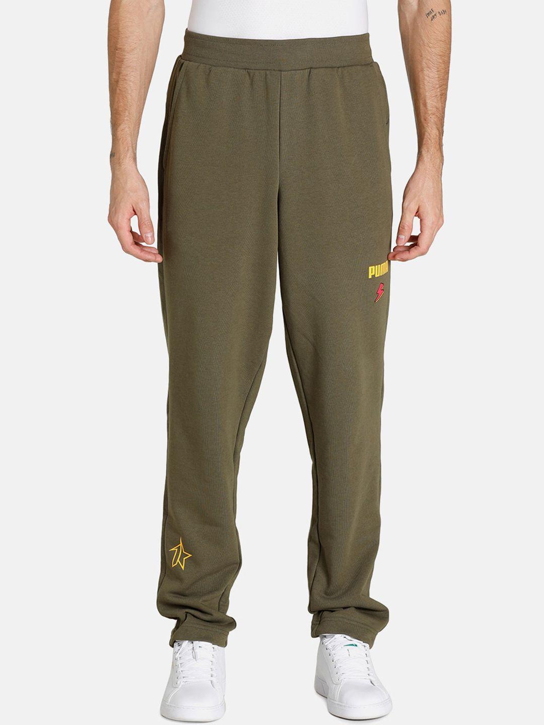 puma men olive green solid puma x 1der cotton track pants