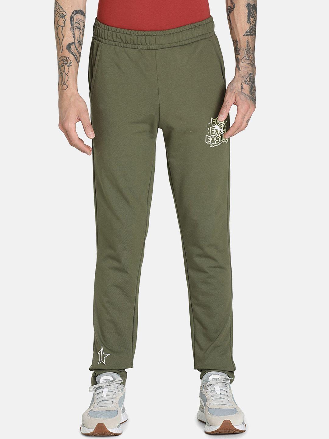 men printed slim-fit cotton track pants