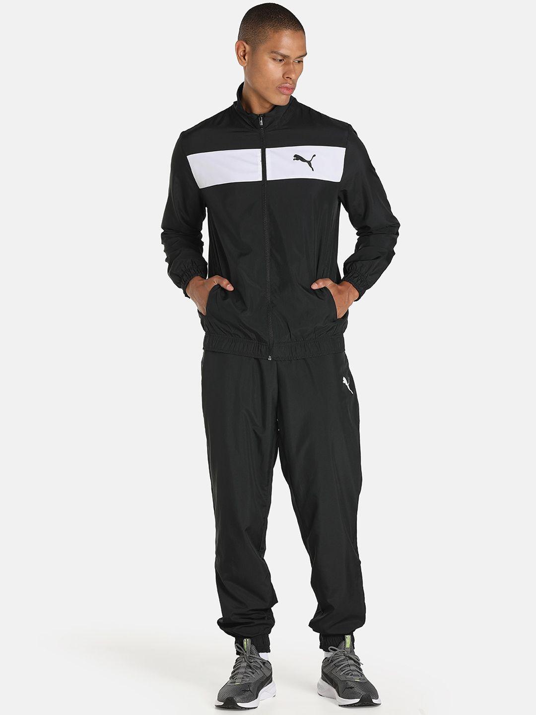 puma men black & white printed tracksuits