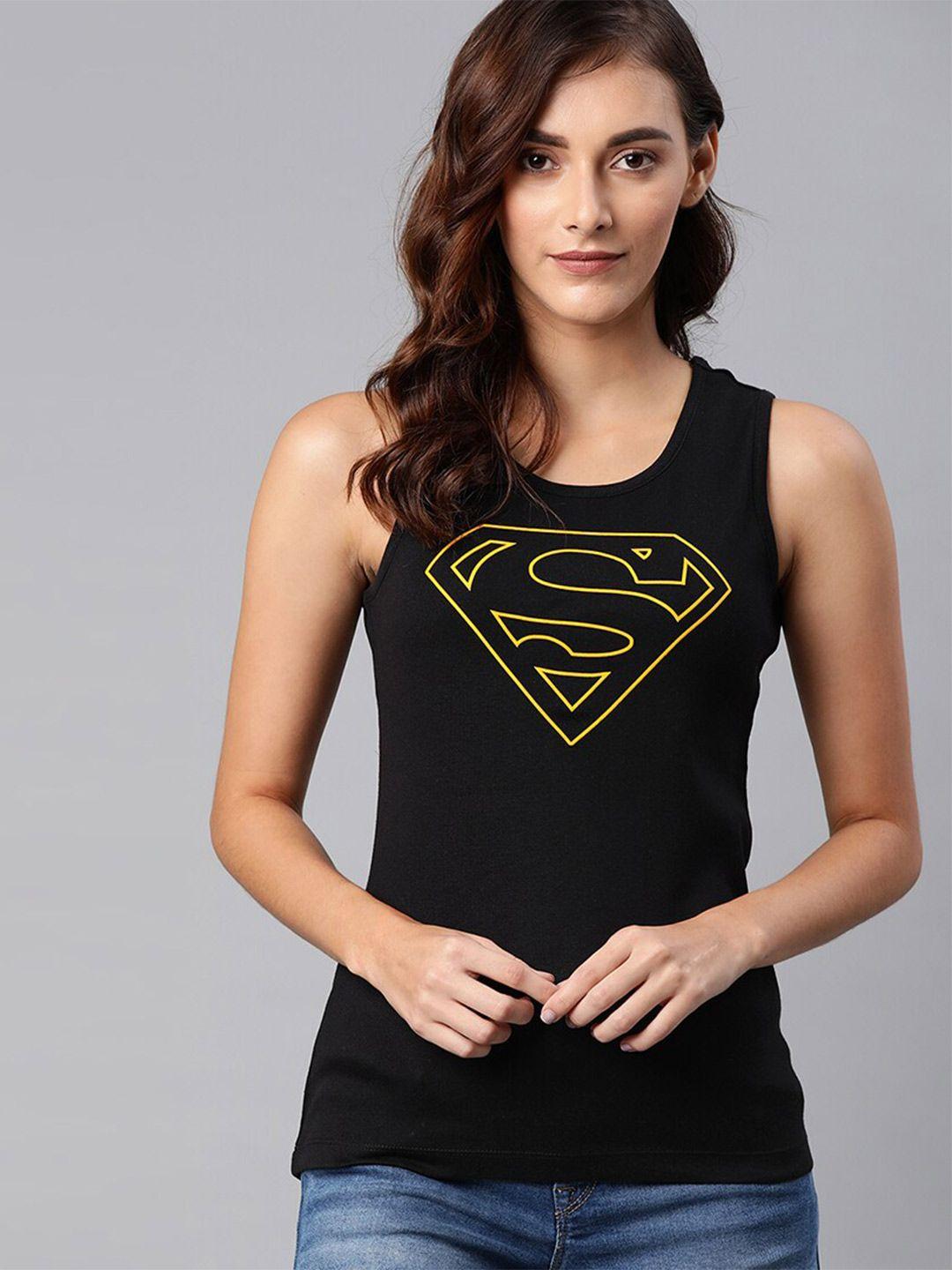 kook n keech superman women black printed cotton t-shirt