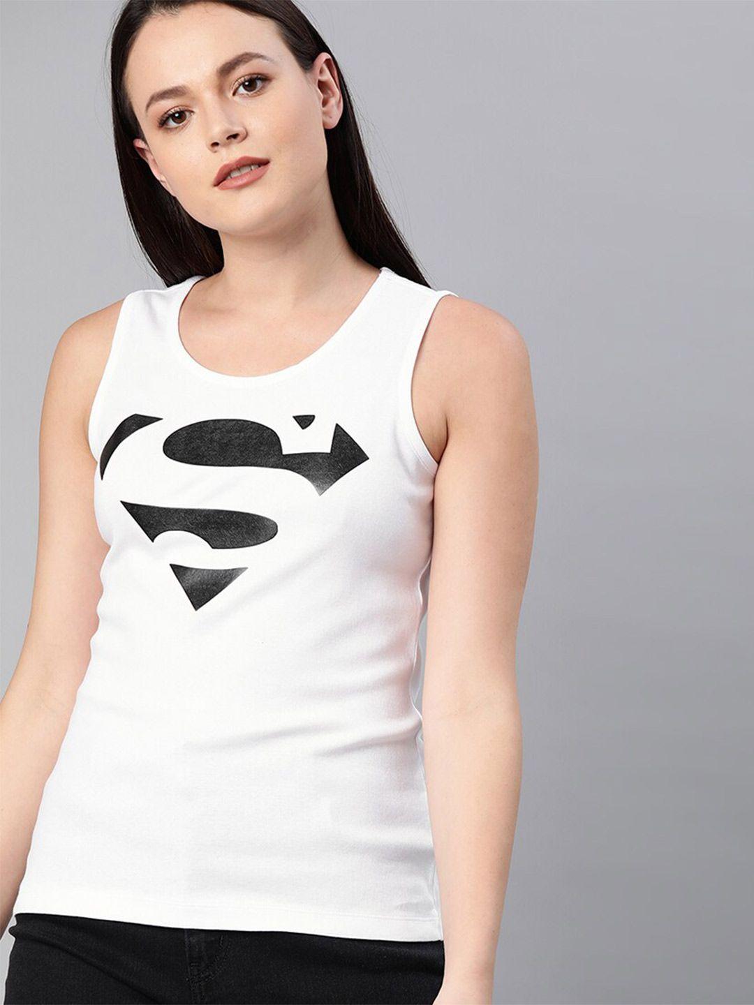 kook n keech superman women white & black printed cotton t-shirt