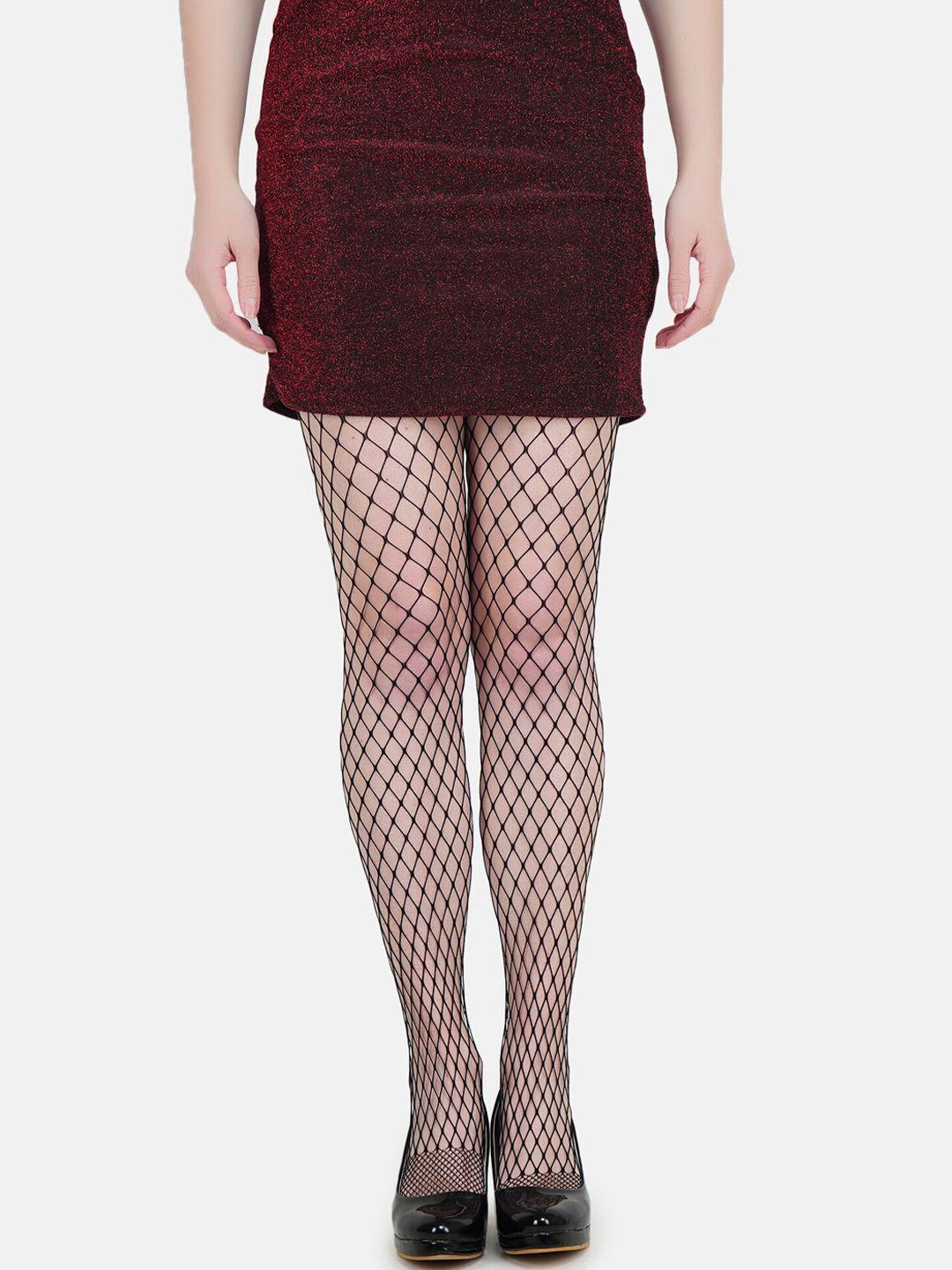 hill islands women black fishnet patterned pantyhose stockings