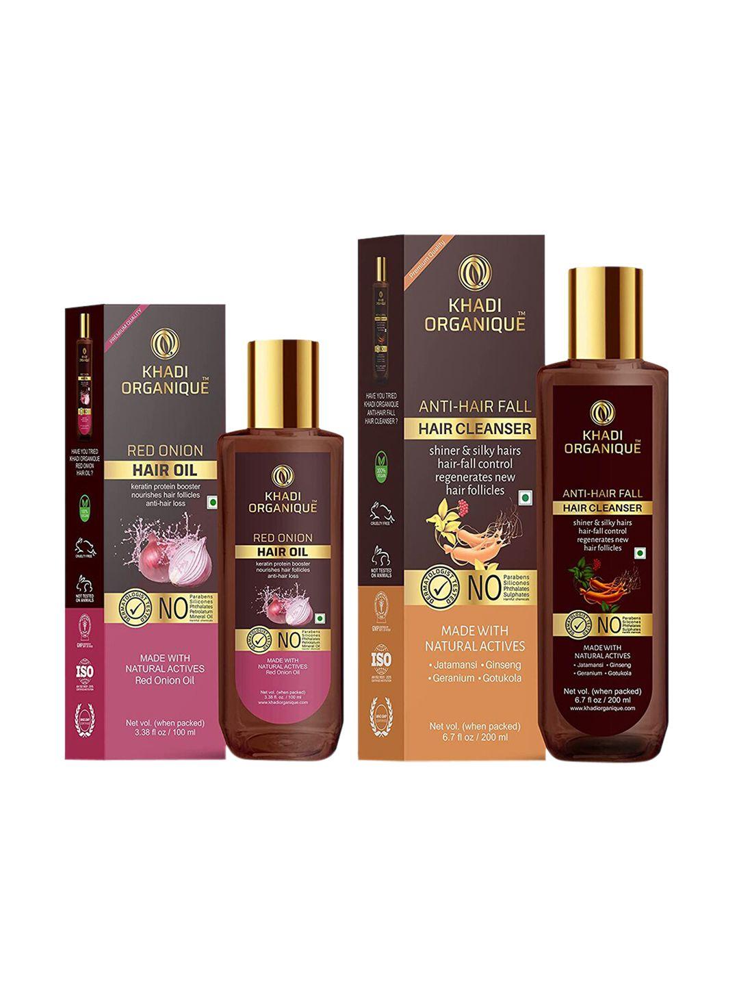 khadi organique set of 2 hair oil & anti hair fall shampoo 100ml