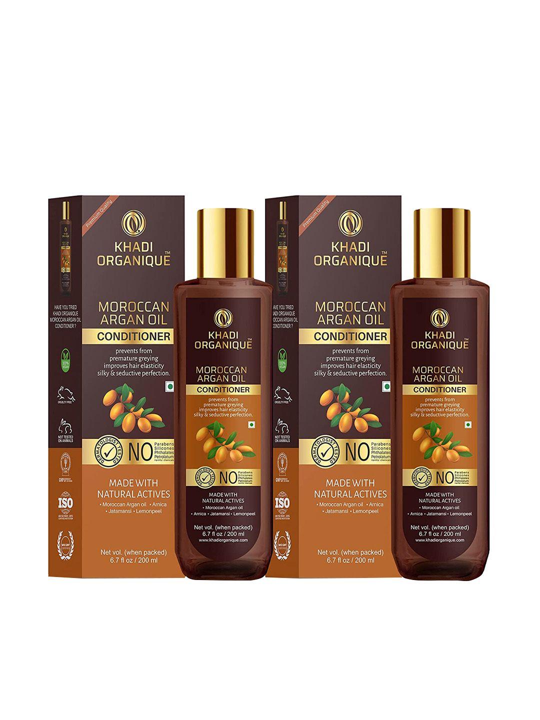 khadi organique set of 2 moroccan argan oil conditioner for dandruff & hair fall 400ml