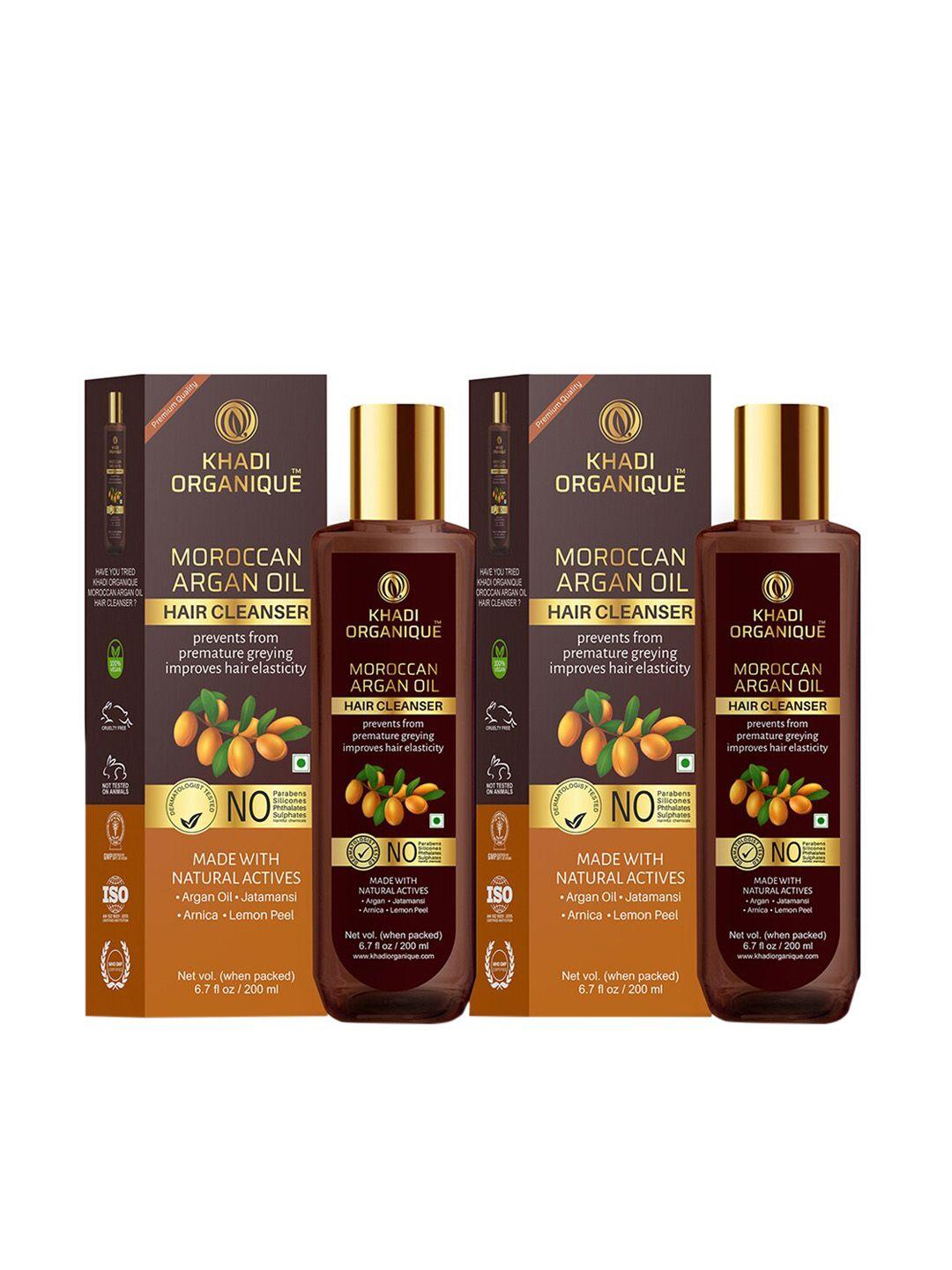 khadi organique set of 2 moroccan argan oil for hair growth & hair elasticity 400ml