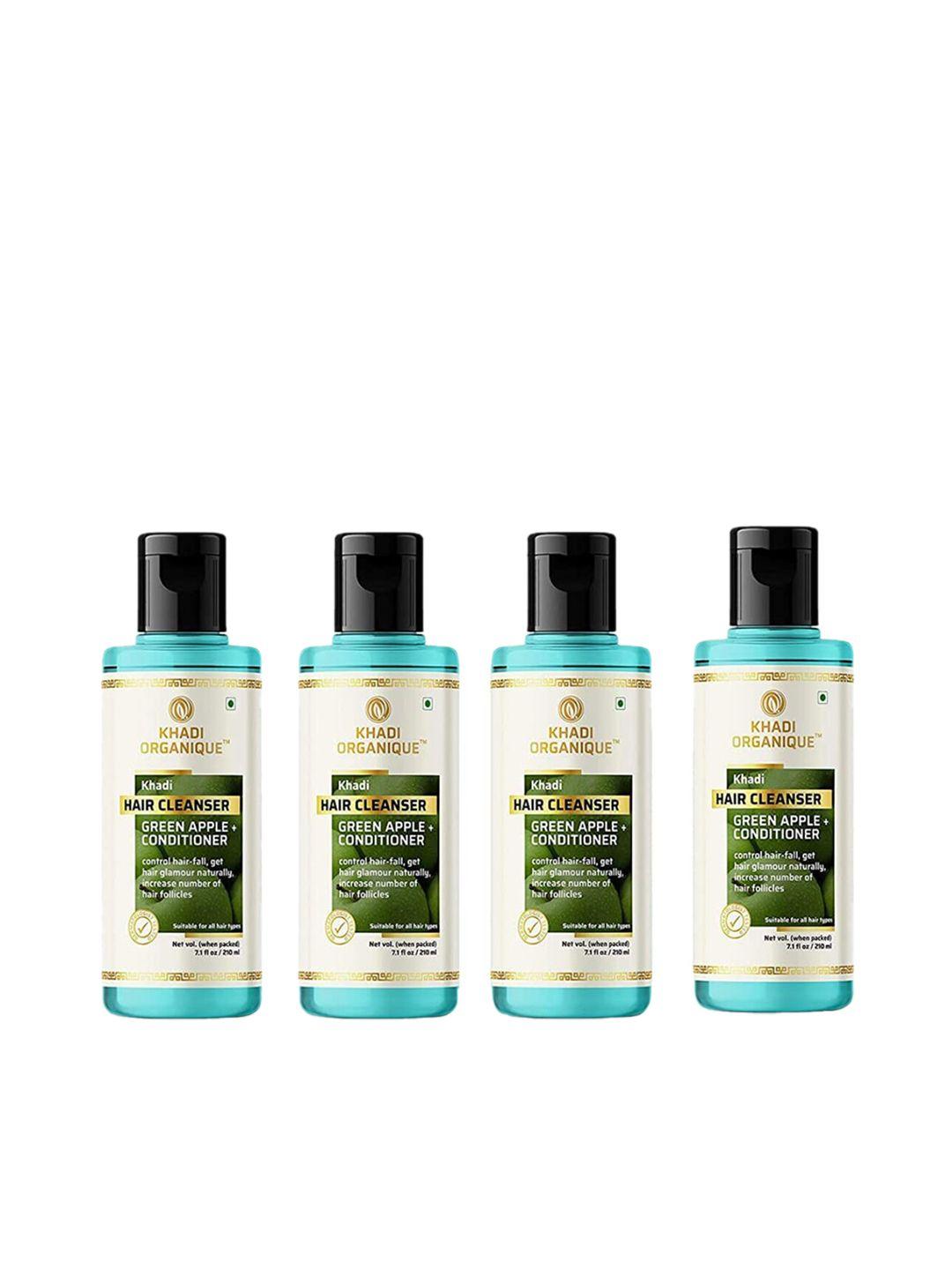 khadi organique set of 4 green apple shampoo control hair fall 840 ml