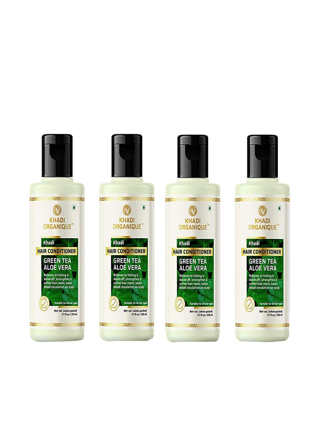 khadi organique set of 4 green tea aloevera conditioner for hair dandruff 840 ml