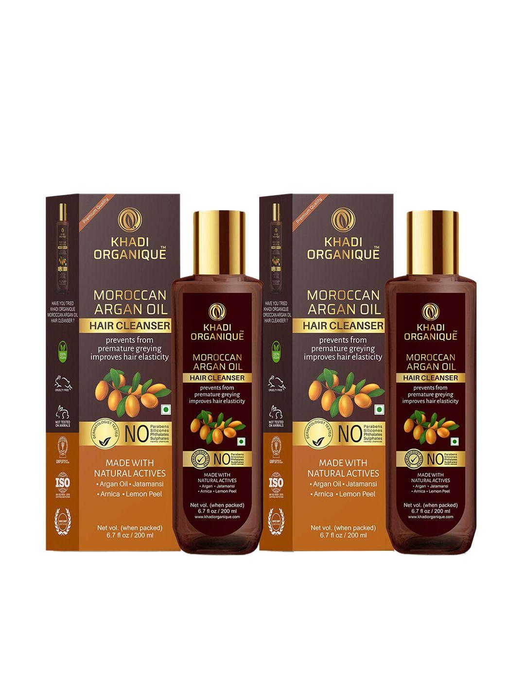 khadi organique set of 2 moroccan argan oil shampoo for hair dandruff 400 ml