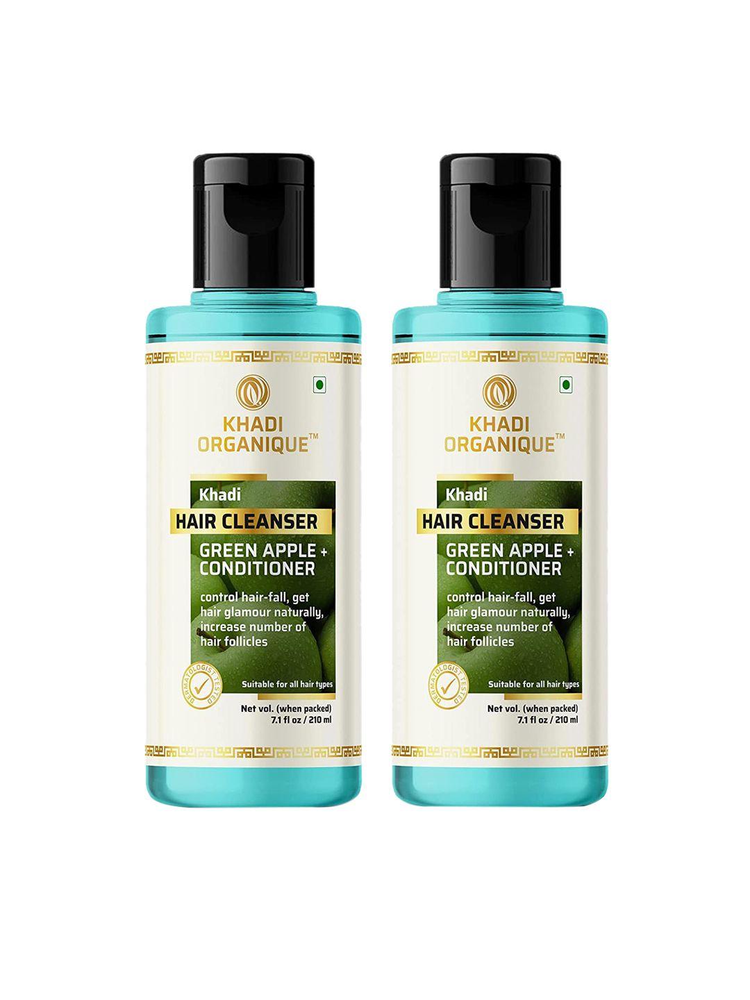 khadi organique set of 2 green apple hair shampoo & conditioner 420ml