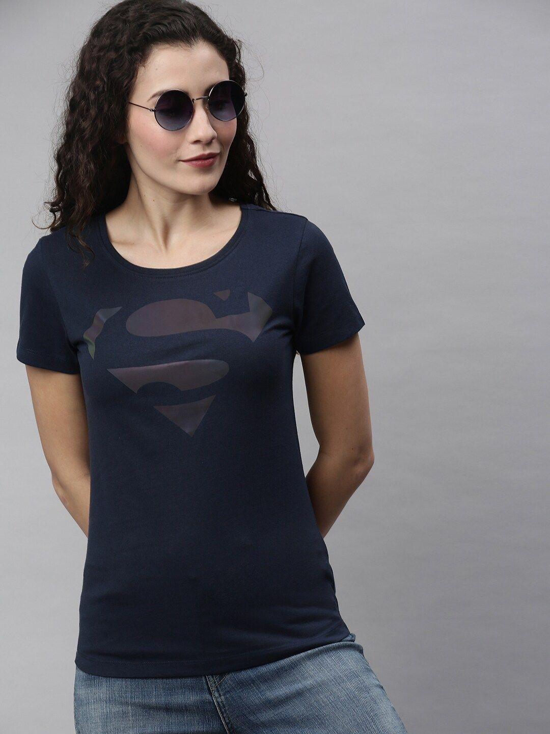 kook n keech superman women navy blue superman cotton t-shirt