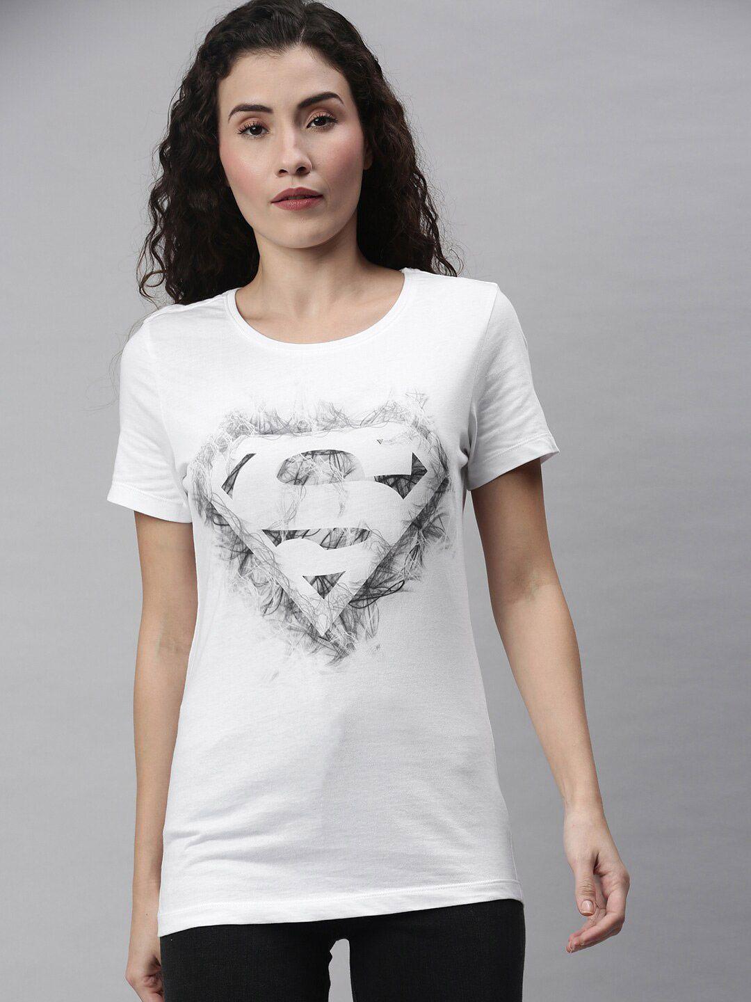 kook n keech superman women white superman printed cotton t-shirt