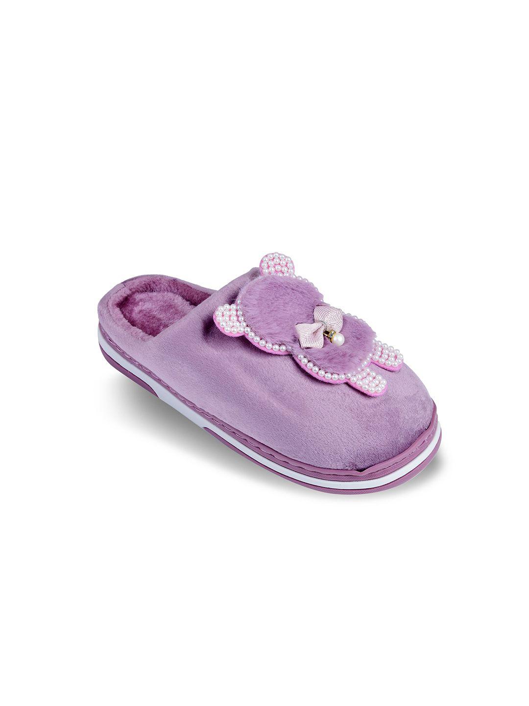 cassiey men purple self design room slippers