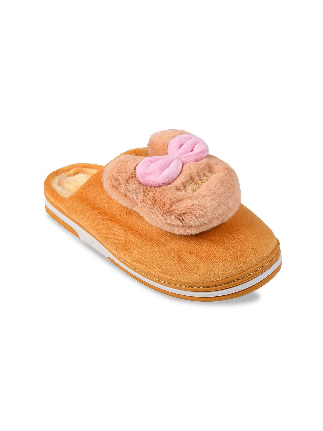 cassiey men yellow & pink self design room slippers