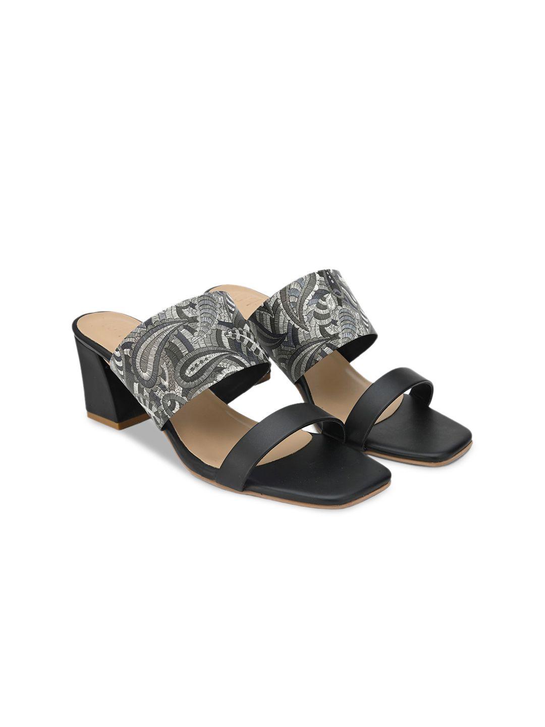 hydes n hues black & grey printed block heels