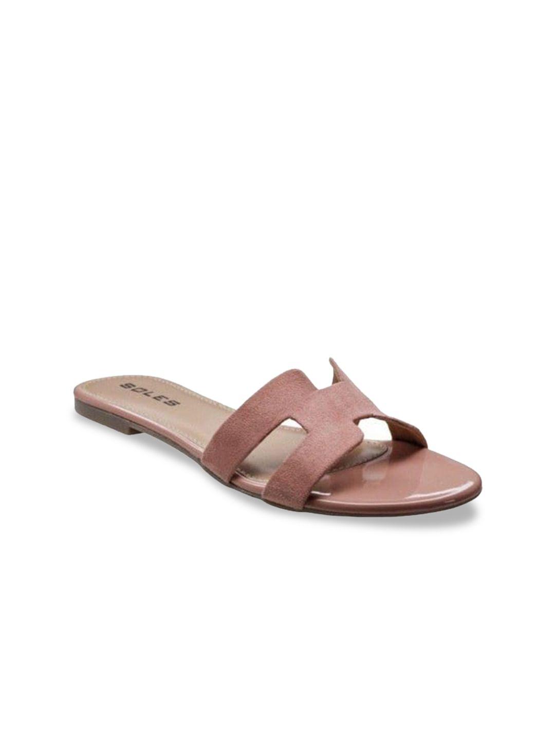 soles women pink open toe flats