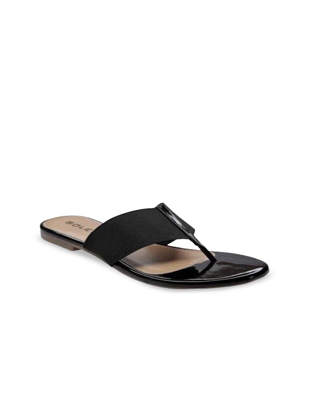 soles women black t-strap flats