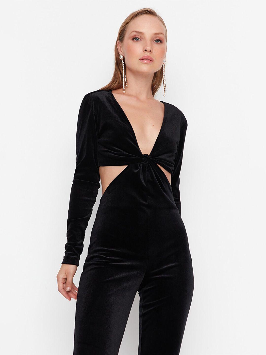 trendyol women black basic jumpsuit