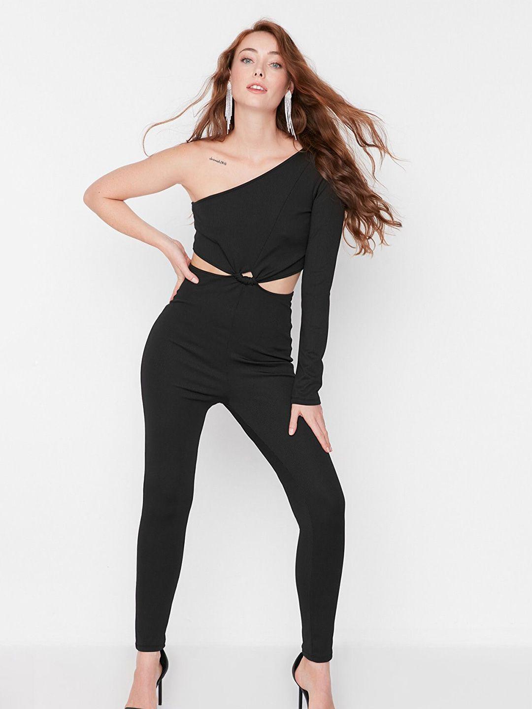 trendyol women black basic jumpsuit