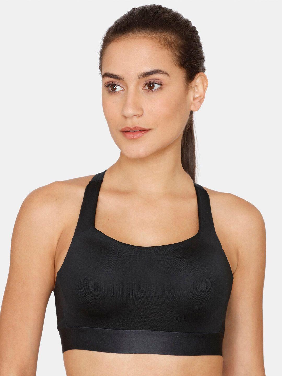 zelocity by zivame black lightly padded sports bra