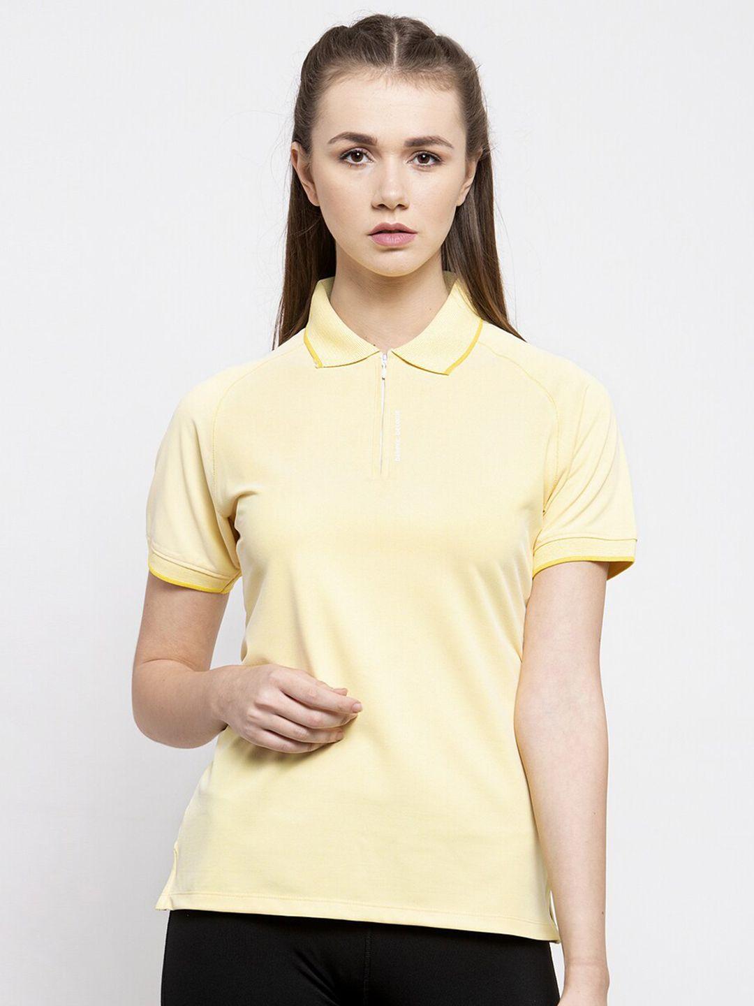 unpar women yellow polo collar t-shirt