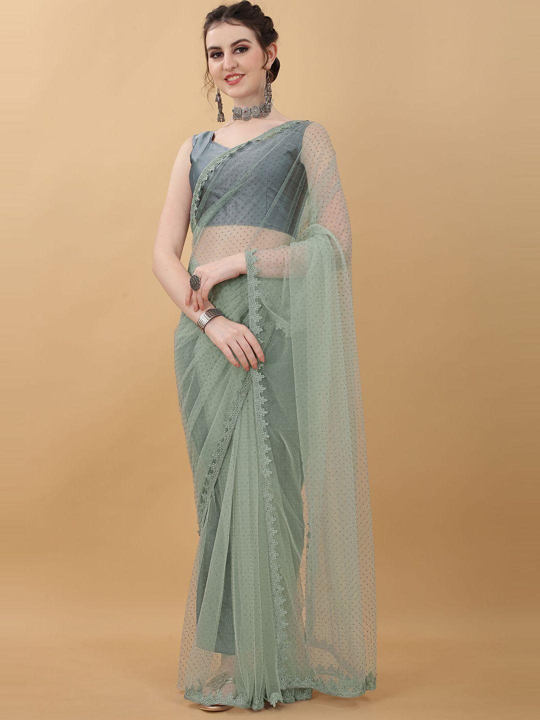 kasee grey embellished sequinned net saree