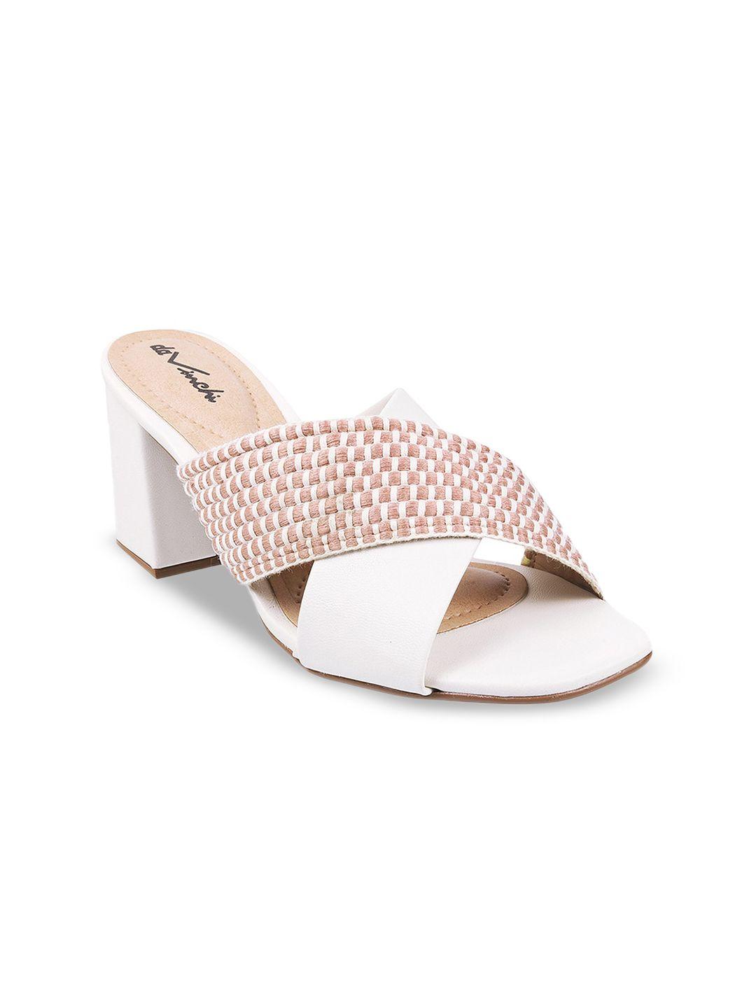 davinchi white embellished block heels