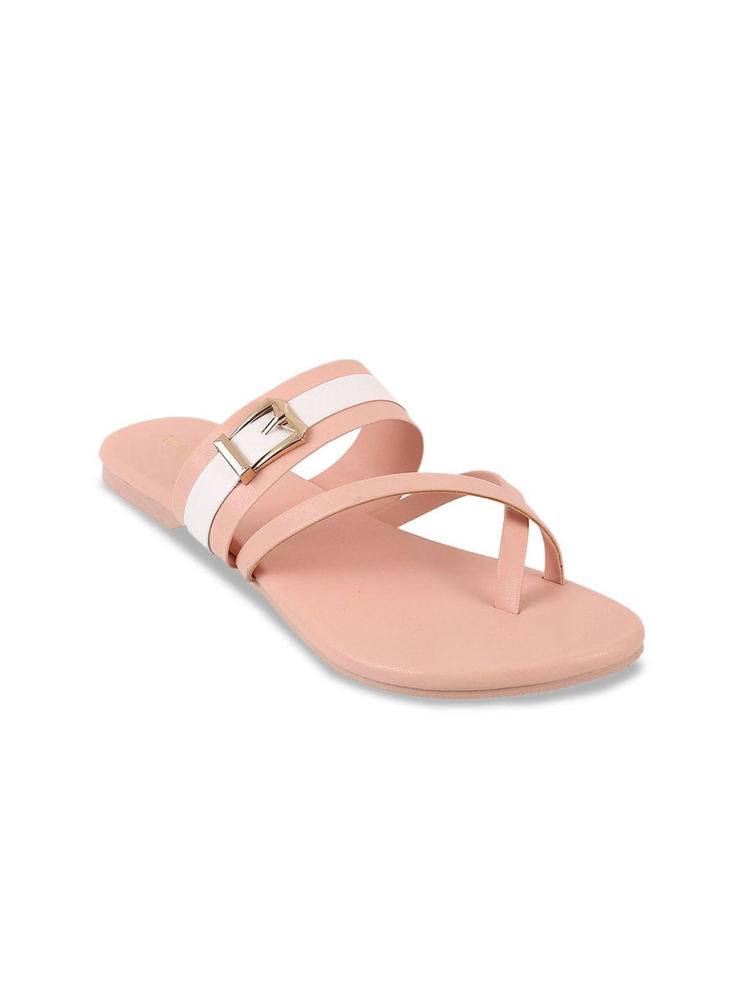 walkway by metro women peach-coloured one toe flats with buckles