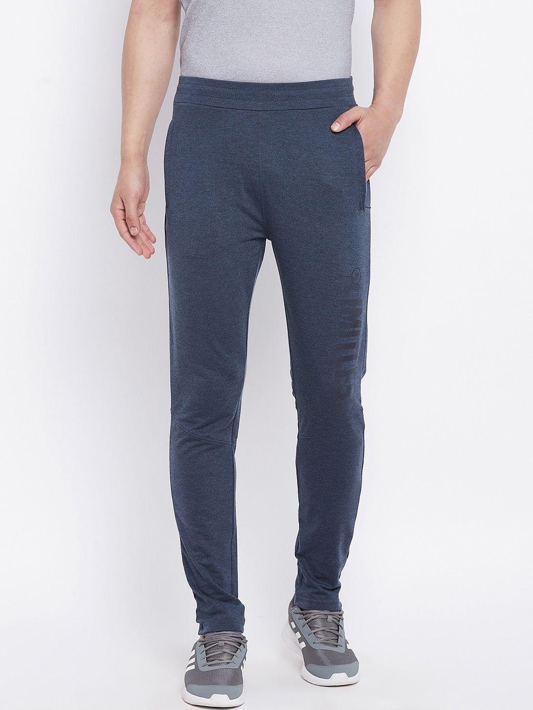 unpar men navy blue solid track pants