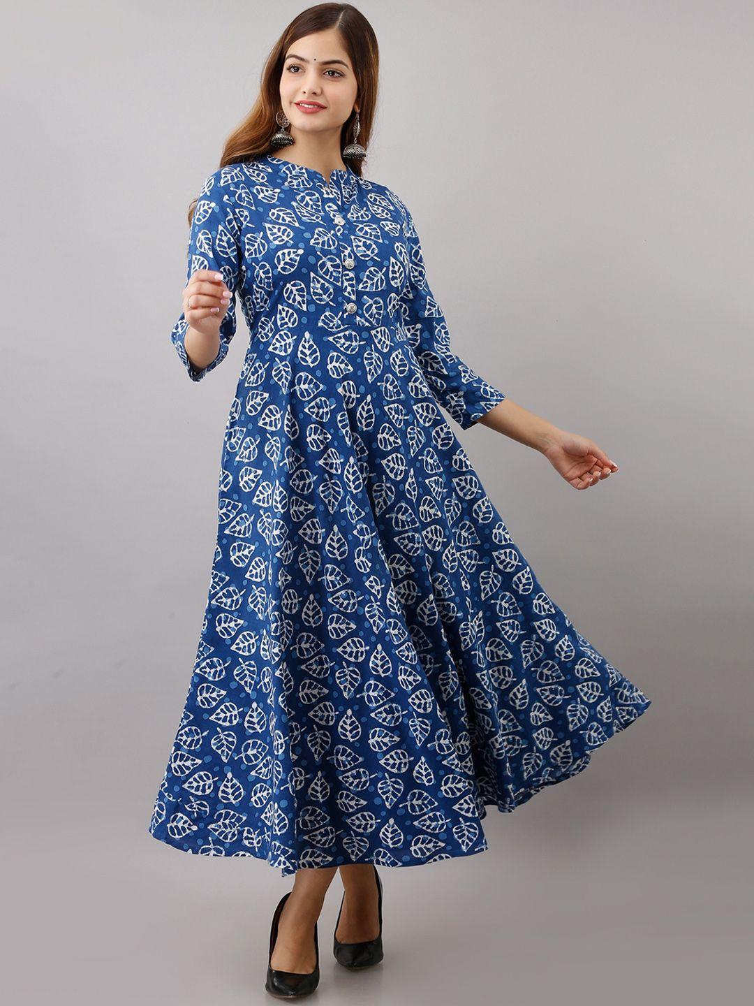 women touch women blue floral printed floral anarkali kurta