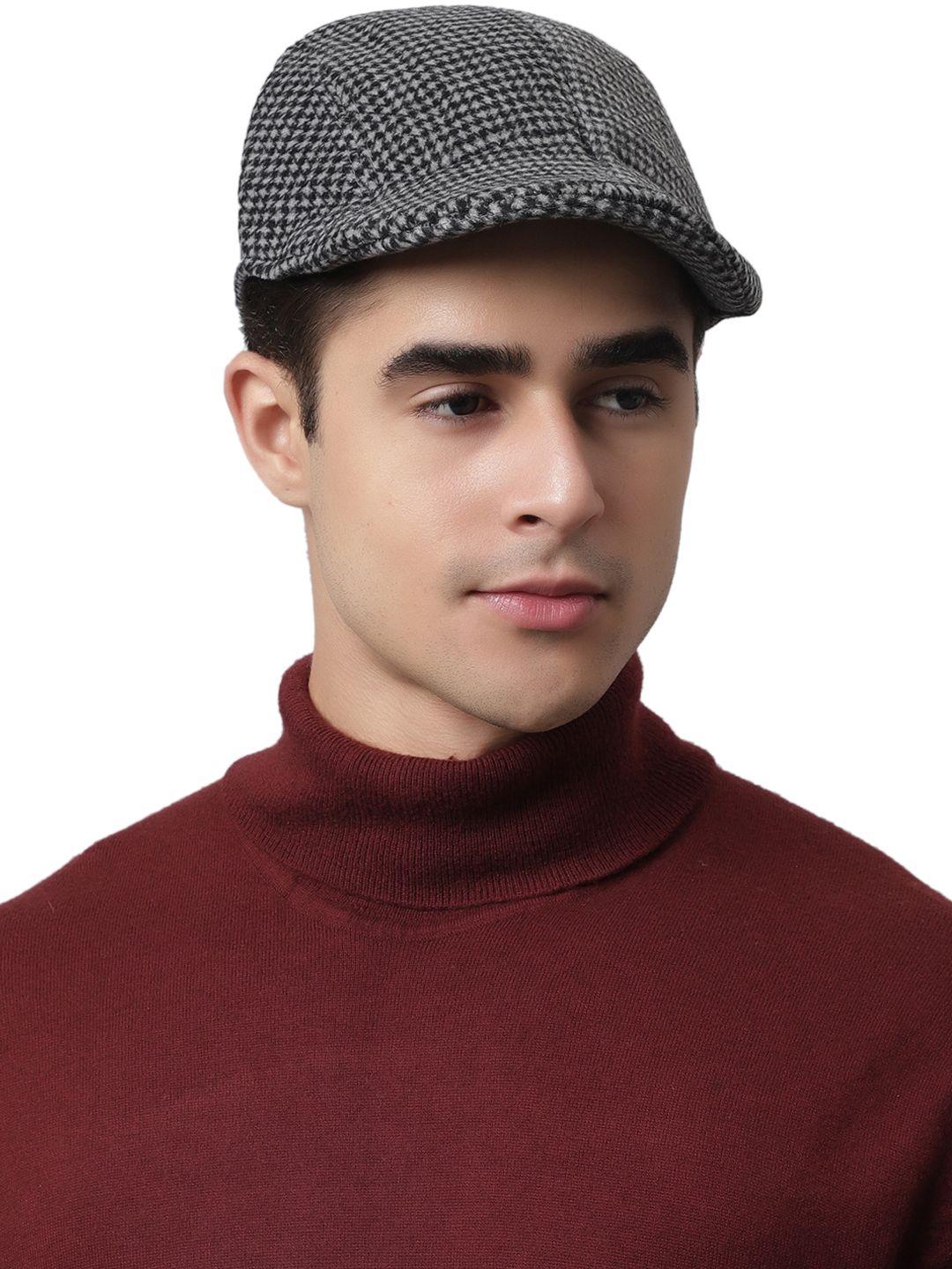 ellis men grey & black printed ascot cap