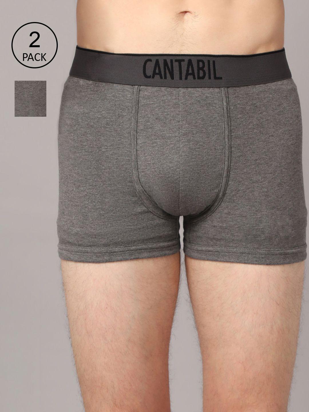 cantabil men pack of 2 grey solid basic briefs