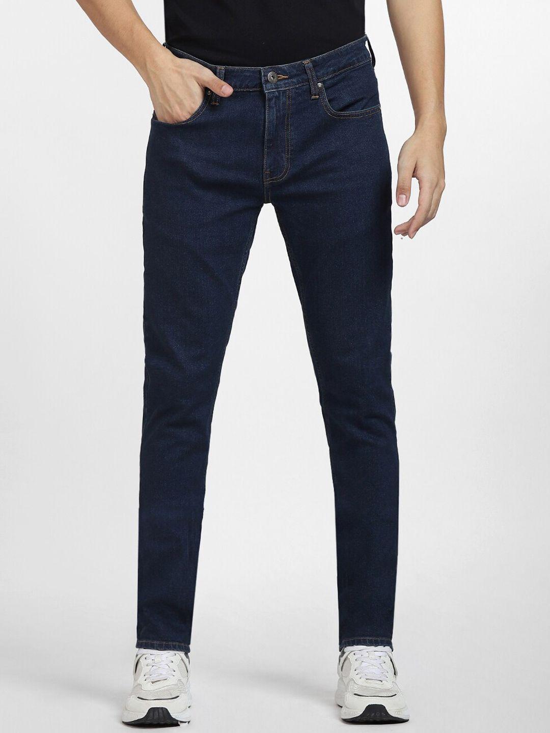 jack & jones men blue skinny fit low-rise cotton jeans