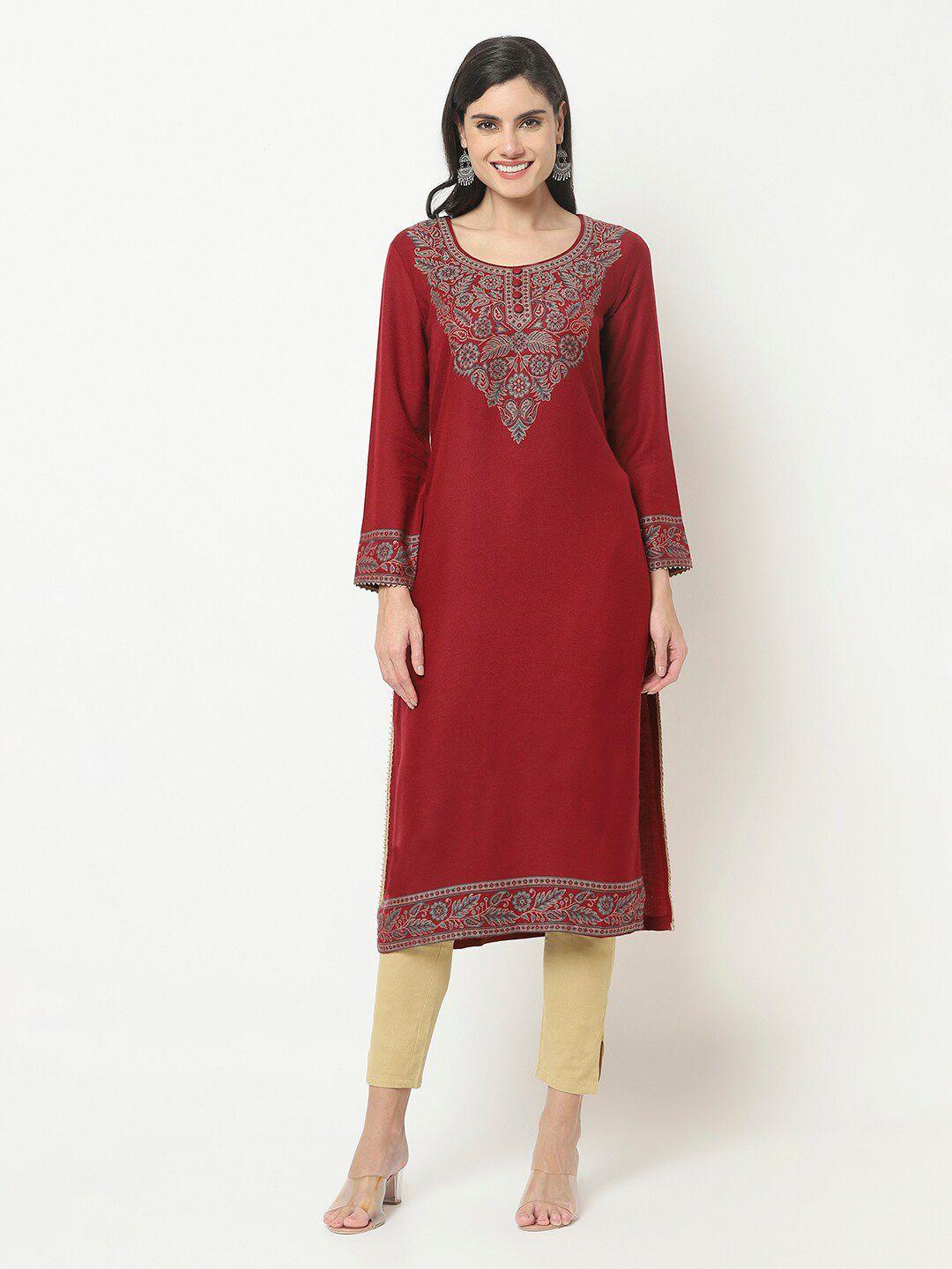 kalini ethnic motifs printed woolen kurta