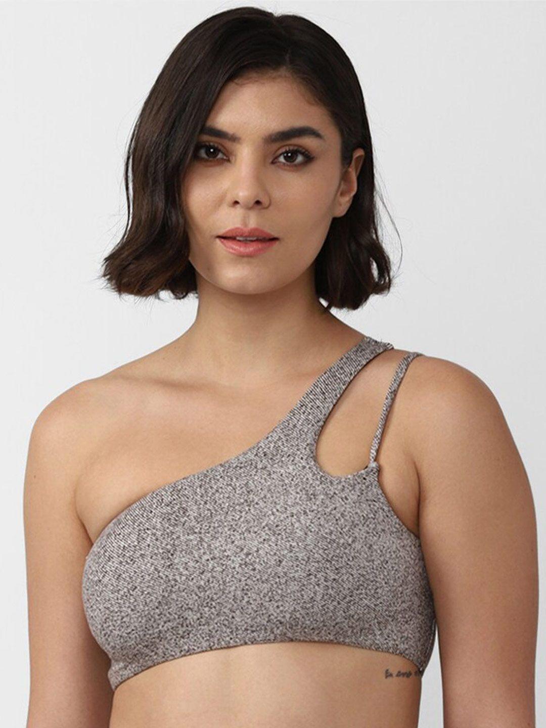 forever 21 grey one shoulder crop top