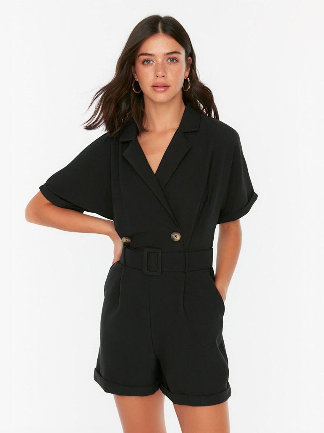 trendyol women black solid jumpsuit