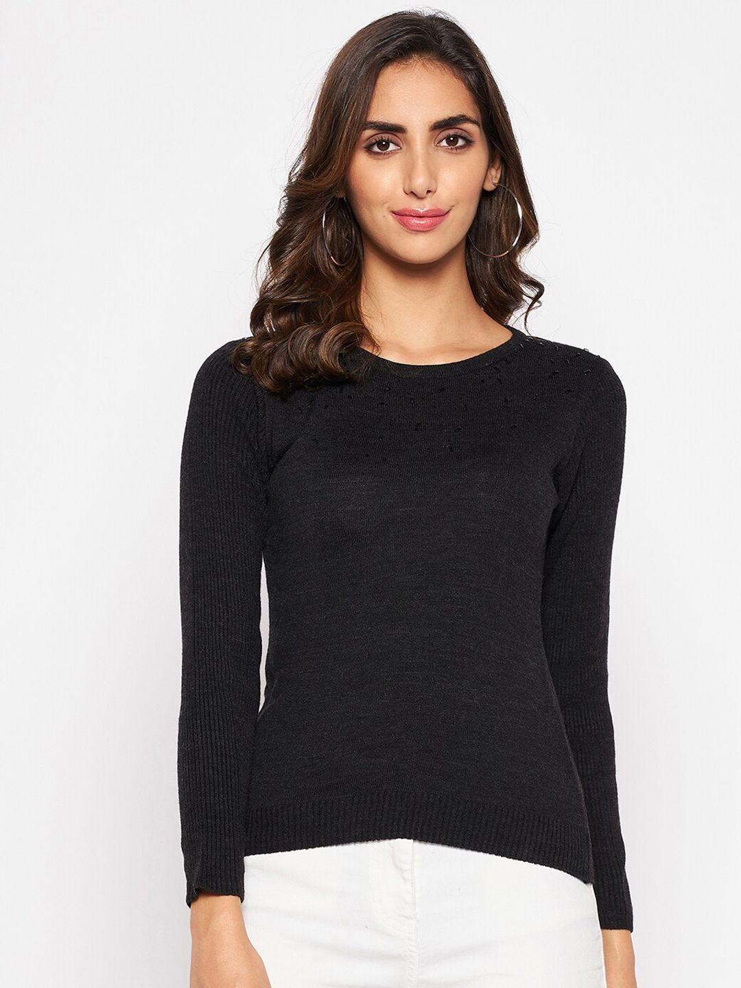 crozo by cantabil women black acrylic pullover