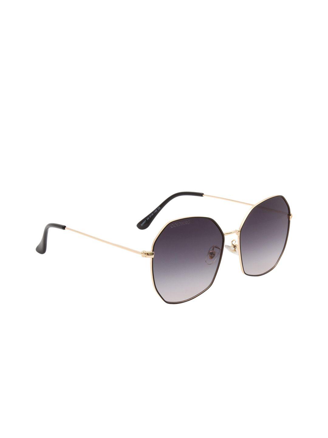 gold berg grey lens & gold-toned square sunglasses with uv protected lens gb-50897_gld-gry